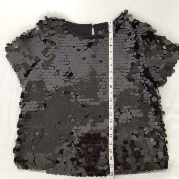 Eva Franco Black Sequin Tee Sz S - Picture 6 of 8